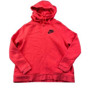 Nike Womens Cowl‎ Neck Hoodie Size Large Bright Pink Cropped Sweatshirt Logo